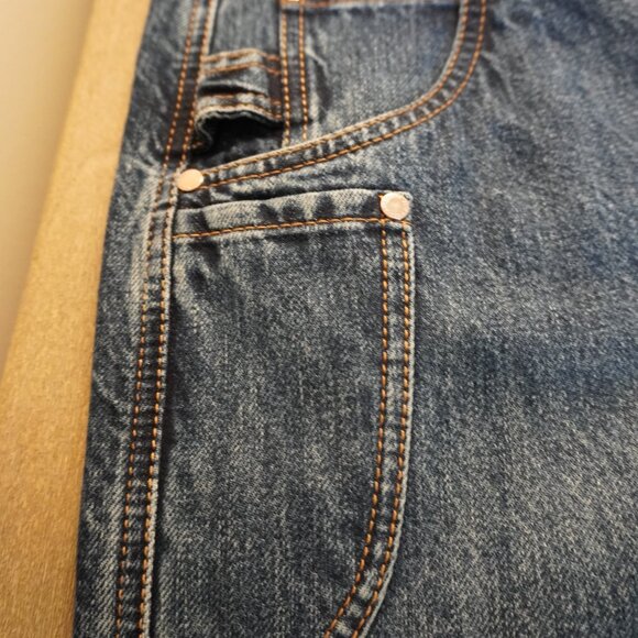 Brunello Cucinelli Monili Jeans Blue Denim High Waist Carpenter Wide Leg Size 6 - Picture 16 of 16